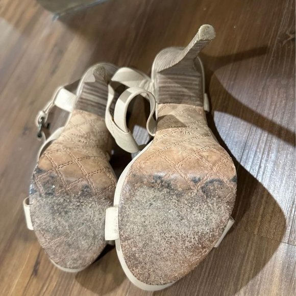 L.A.M.B. Gwen Stefani Nude Evelyn platform leather strappy pumps size 8 - Picture 6 of 7